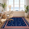 thumbnail image 3 of Design&I 8'x10' Washable Area Rug Stars Stripes Welcome Vintage Border Door Striped Patriotic Way Refined for Living Room, Family Extra Large Skid-Resistant Low Profile, 3 of 7