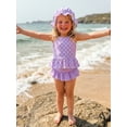 thumbnail image 4 of BemeyourBBs Toddler Baby Girl Swimsuit Infant Bathing Suit 3 Pieces Heart Dot Plaid Cow Skin Swimsuits Bow Tank Top with Ruffle Shorts Set Sun Hat Swimwear Summer Beach Wear, 4 of 9