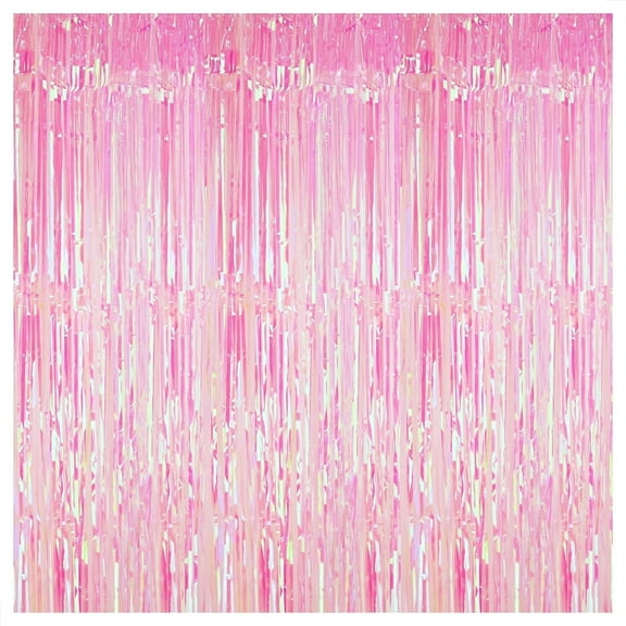 KatchOn, XtraLarge Iridescent Pink Backdrop Curtain - 3.2x8 Feet | Pink Streamers for Galentines Day Decorations | Iridescent Backdrop for Iridescent Party Decorations | Pink Birthday Decorations