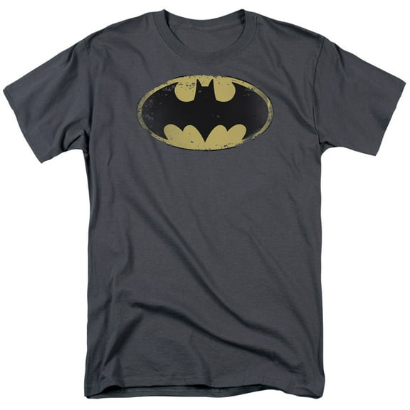 Batman Men's Distressed Shield T-shirt XXX-Large Charcoal