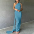thumbnail image 2 of Ynynloco Wedding Guest Dresses for Women One Shoulder Sleeveless Corset Pleated Backless Maxi Dress for Elegant Party Cocktail, 2 of 7