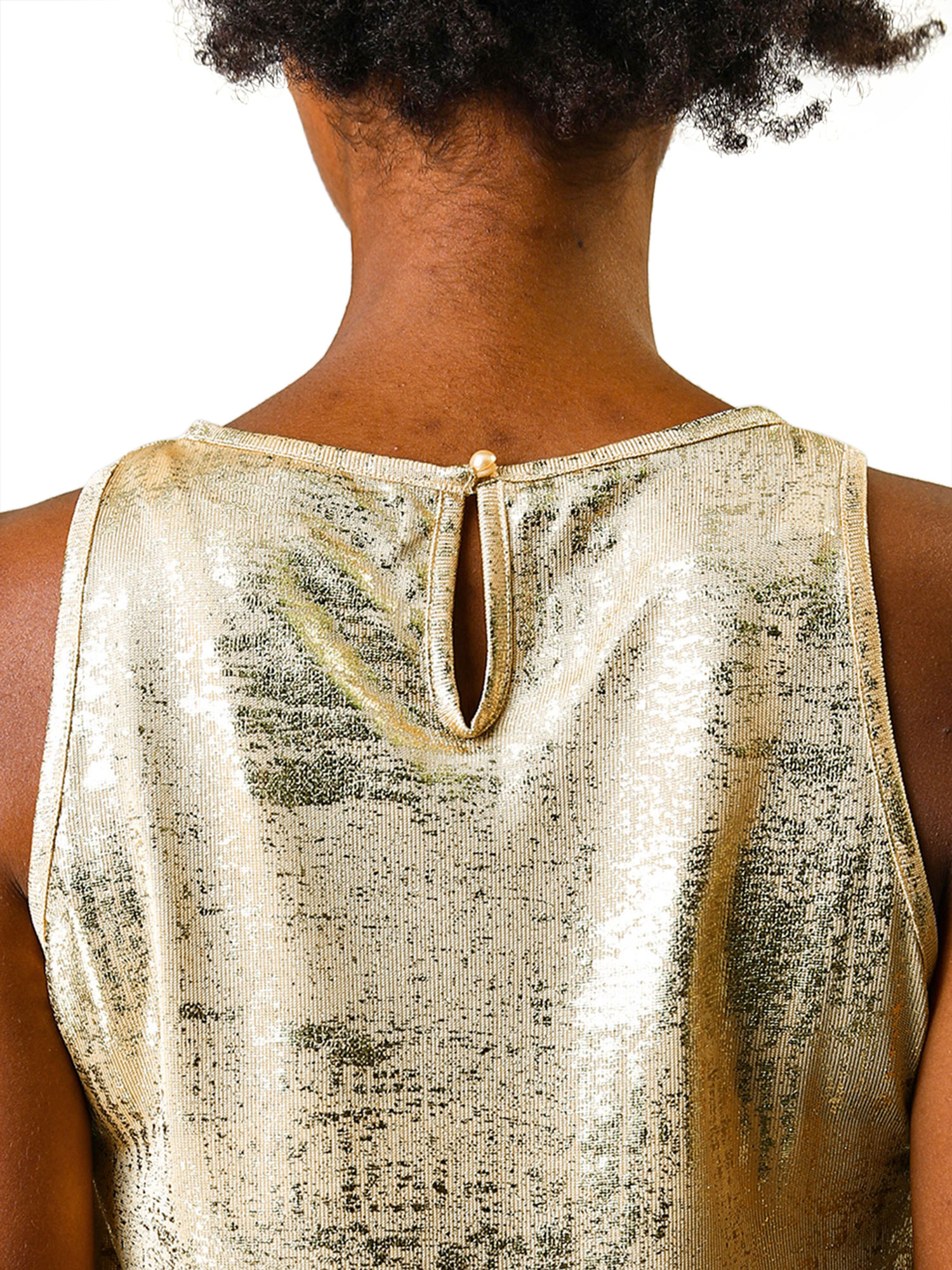 DARING DIVA Women's Metallic Sleeveless Tank Top XL Gold