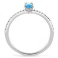 thumbnail image 3 of Womans Silver Aquamarine Ring High polished (no plating) Stainless Steel Ring with AAA Grade CZ in Sea Blue DA034, 3 of 4