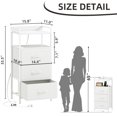 thumbnail image 3 of Eunos White Small Nightstand with Charging Station, 3 Fabric Drawer Dresser for Bedroom with LED and Handle, 3 of 8