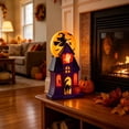 thumbnail image 5 of Light Up Halloween House Tabletop Decor, LED Spooky Resin House with Witch Ghost Pumpkin Scene, Glowing Decoration for Mantel Shelf Party, 5 of 6