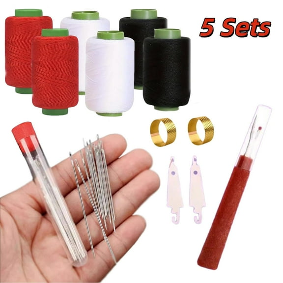 37PCS Sewing Tool Set, Upholstery Repair Kit, Portable Needles Thread Repair Tools, Multi Purpose Needle Thread Kit, DIY Hand Made Craft Set, Sewing Working Kit for Beginners(5 Set)