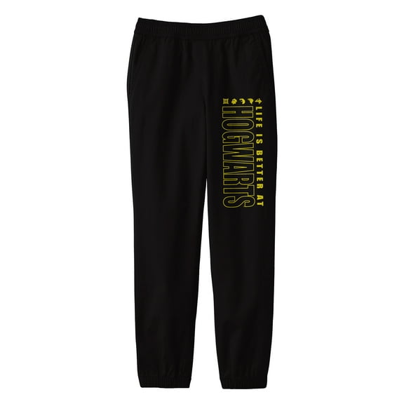 Harry Potter Life is Better at Hogwarts Youth Black Graphic Sweatpants - M