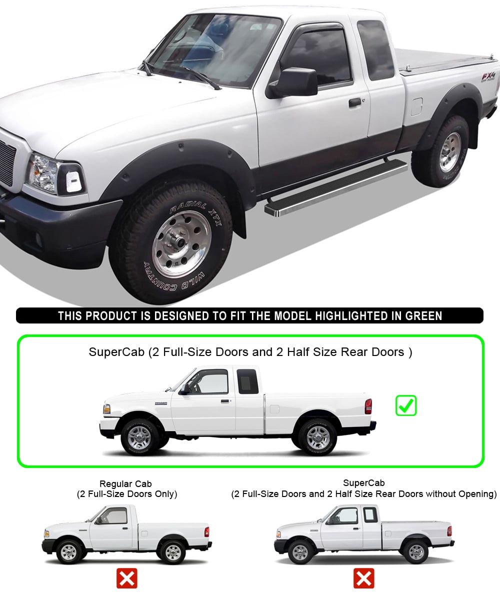 APS Running Boards 5 inches Compatible with Ford Ranger Mazda B-Series 1999-2011 Super Cab 4-Door 304 Stainless Steel (Nerf Bars Side Steps Side Bars)