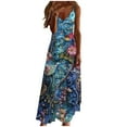 thumbnail image 2 of Sakmal Womens Dresses Summer Long V-Neck Floral Sleeveless Loose Fit Pleated Slip Dress, 2 of 5