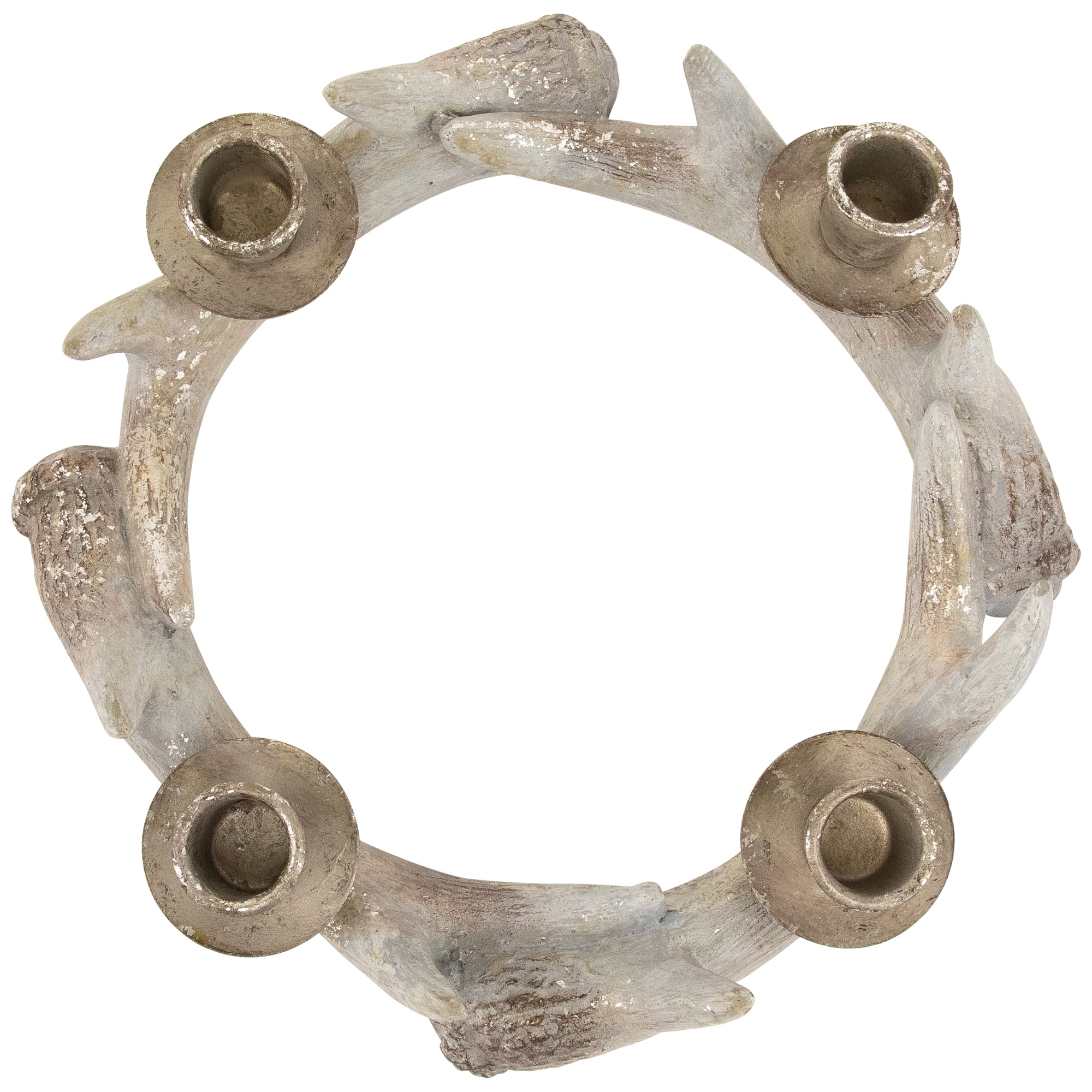 Northlight Antler Wreath Christmas Taper Candle Holder - 10.25"