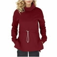 thumbnail image 1 of cfhntfmh Winter Sweater for Women Warm High Neck Long Sleeve Fleece Basic Tops Soft Side Slit Drawstring Waist Pullover Shirts, 1 of 6