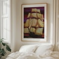 thumbnail image 5 of Calypso under Sail - Painting Sailboat Nautical Sunset Seascape Boat Harbor Art Deco Oak Framed Wall Art Print 9 x 12 inches, 5 of 12