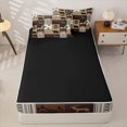 thumbnail image 4 of Erosebridal Patchwork Rustic Pattern Zipper Twin Comforter Sets with Fitted Sheet and 2 Pillowcases,Wildlife Animal Print Zipper Bedding Set,Beige Taupe Brown,Black Reversible, 4 of 6