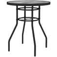 thumbnail image 1 of Table d'Appoint Ronde de 23,6 Po pour Terrasse Extérieure avec Dessus en Verre Trempé Imprimé Multicolore et Cadre en Acier Enduit de Poudre, Petite Table Bistro pour Jardin, Balcon et Cour Arrière, 27,6 Po H, 1 of 6