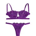 thumbnail image 2 of Conjunto de lencería sexy de 2 piezas con tirantes de encaje para mujer, conjunto de lencería push up Púrpura M Púrpura M Xishao ropa, 2 of 2