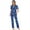 Blue Tie Dye Star, variant on Paint Splatter Print Women's Pajama Sets Short Sleeve Pjs with Long Pants Soft Sleepwear Sets Button Down Womens Lounge Set, Size M
