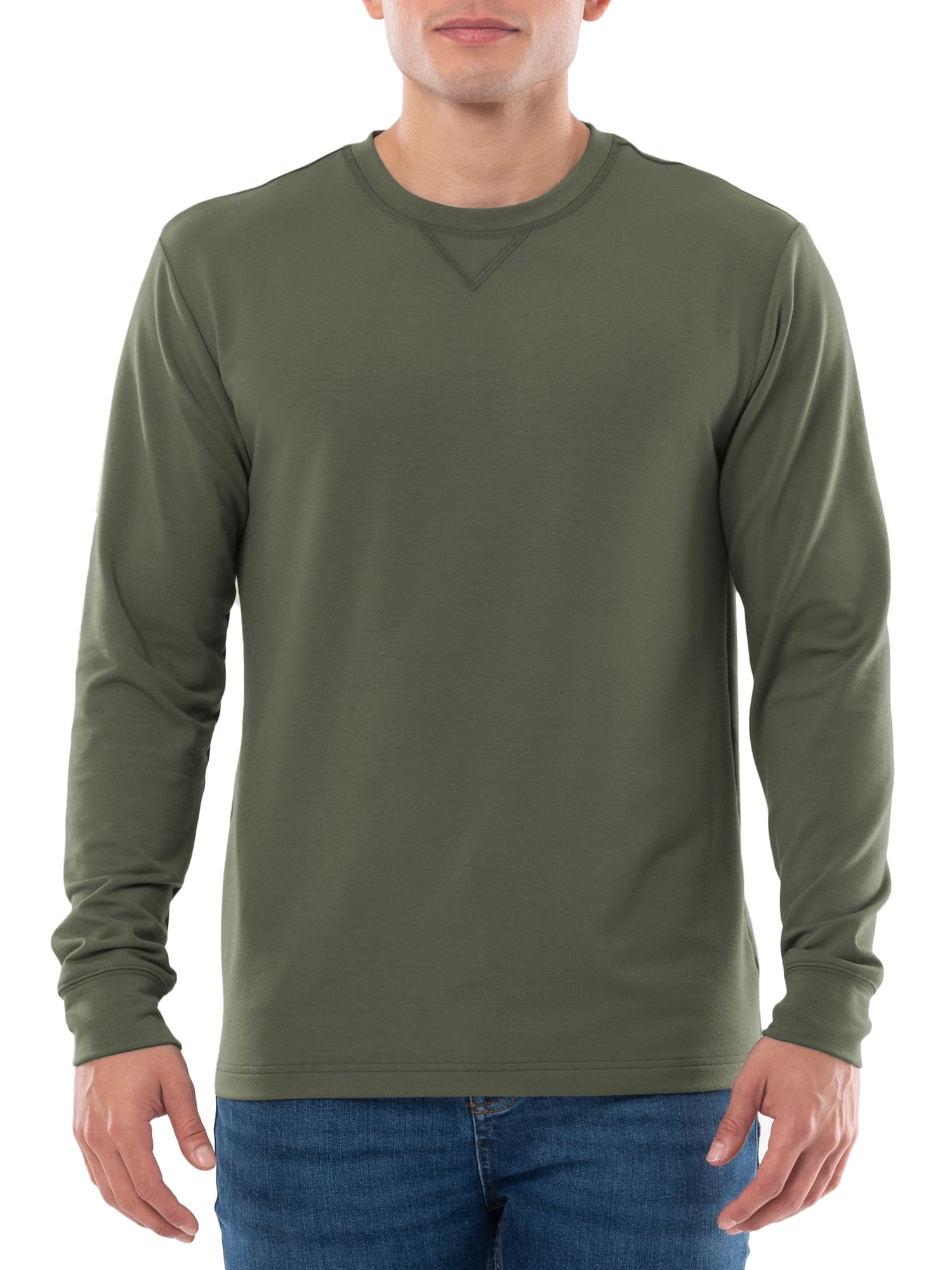 George Men's French Terry Long Sleeve Crew T-shirt, Sizes XS-5XL