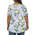 thumbnail image 4 of XADYUY Plus Size Tshirts for Women Fashion Sexy Plus Size Tops Floral Print Womens V Neck Tunic Short Sleeve Tops Dressy Casual Tshirt Women Loose Fit Clothes,L Light Blue, 4 of 4