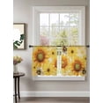 thumbnail image 2 of Sheer Curtains 45 Inch Length 2 Panels Set for Kitchen, Sunflower Semi Sheer Curtains for Windows, Yellow Floral Elegant Pastoral Flowers Rustic Voile Window Treatments Rod Pocket Curtain, 2 of 7