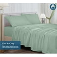 thumbnail image 6 of ROYALE LINENS 400 Thread Count 100% American Grown Cotton 4 Piece Sateen Queen Sheet Set - 1 Fitted Sheet, 1 Flat Sheet, 2 Pillow case - Queen Bedsheet - Cotton Sheets - (Queen, Gurli Light Green), 6 of 10