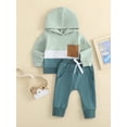 thumbnail image 2 of Inevnen Toddler Baby Boy Clothes Fall Winter Outfits Color Block Hoodie Sweatshirt Tops Jogger Pants Set, 2 of 8