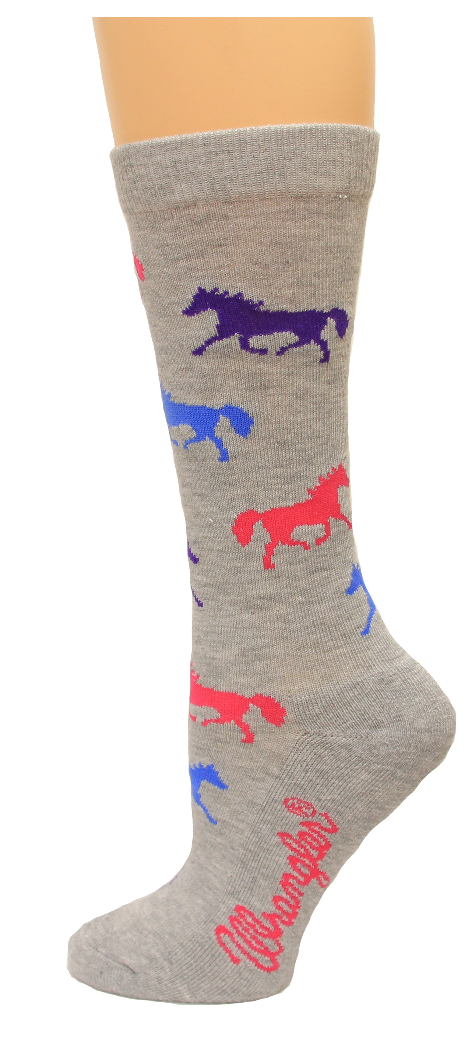 Wrangler Ladies Horses Crew Sock 1 Pair, Grey, W 7.59.5 / M 68