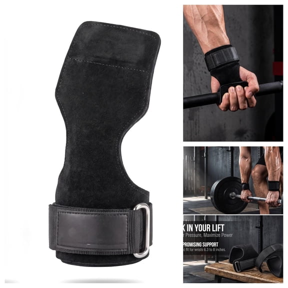 Leather Weight Lifting Wrist Straps - Double Layer Deadlift Straps with Neoprene Padding for Gym and Powerlifting