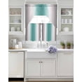 thumbnail image 4 of Gray Teal Green Kitchen Curtains Swag Valance and Tier Curtains Set 36 Inch Length, Modern Gradient Geometric Rod Pocket Drape Panels Pair Swag Curtain for Bathroom/Cafe/Window, 4 of 6