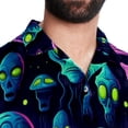 thumbnail image 5 of Alien Men's Button Down Spread Collar Casual Printed Short Sleeve Summer Beach Unisex Shirts, 5 of 6