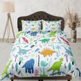 thumbnail image 1 of Ropa de cama de dinosaurio azul claro, ropa de cama infantil completa, bonito juego de funda nórdica, dinosaurio, 1 of 4