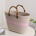 thumbnail image 4 of LHSHID Summer Beach Bag for Women Bamboo Handle Handbag Purse Soft Woven Tote Bag Handmade Beach Purse for Vacation, 4 of 6