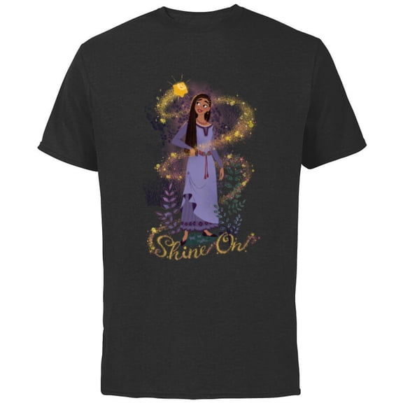 Disney Wish Asha and Star Shine On - Short Sleeve Cotton T-Shirt for Adults - Customized-Charcoal