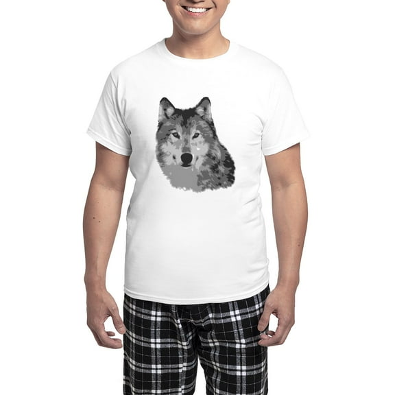 CafePress - Gray Wolf Pajamas - Men's Light Loose Fit Cotton Pajama Set