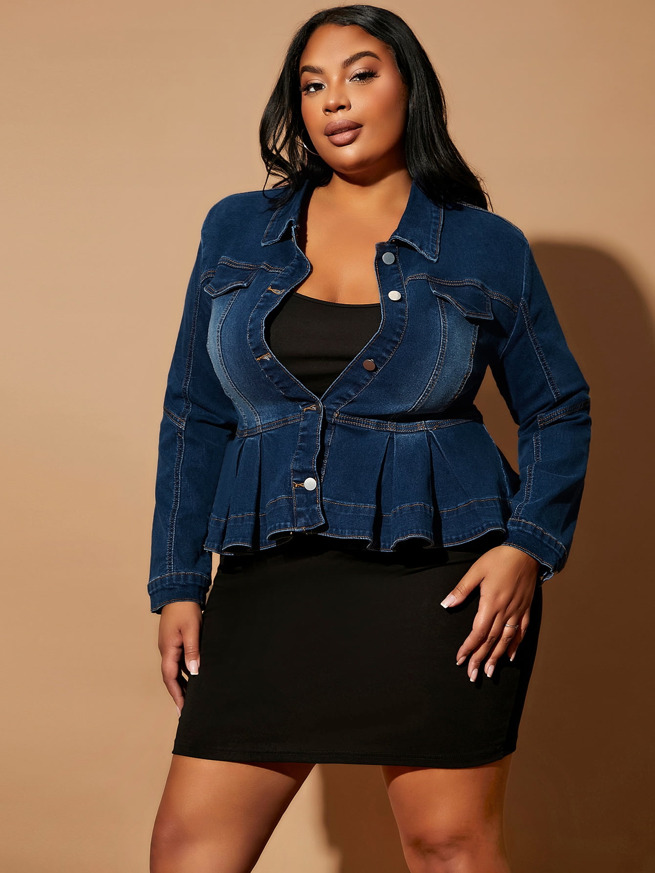 Women's Plus size Ruffle Hem Denim 