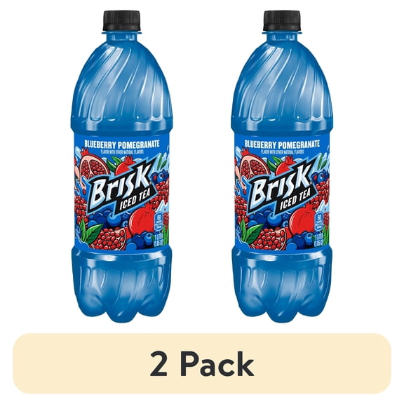 (2 pack) Brisk Iced Tea Blueberry Pomegranate 1 Liter Bottle