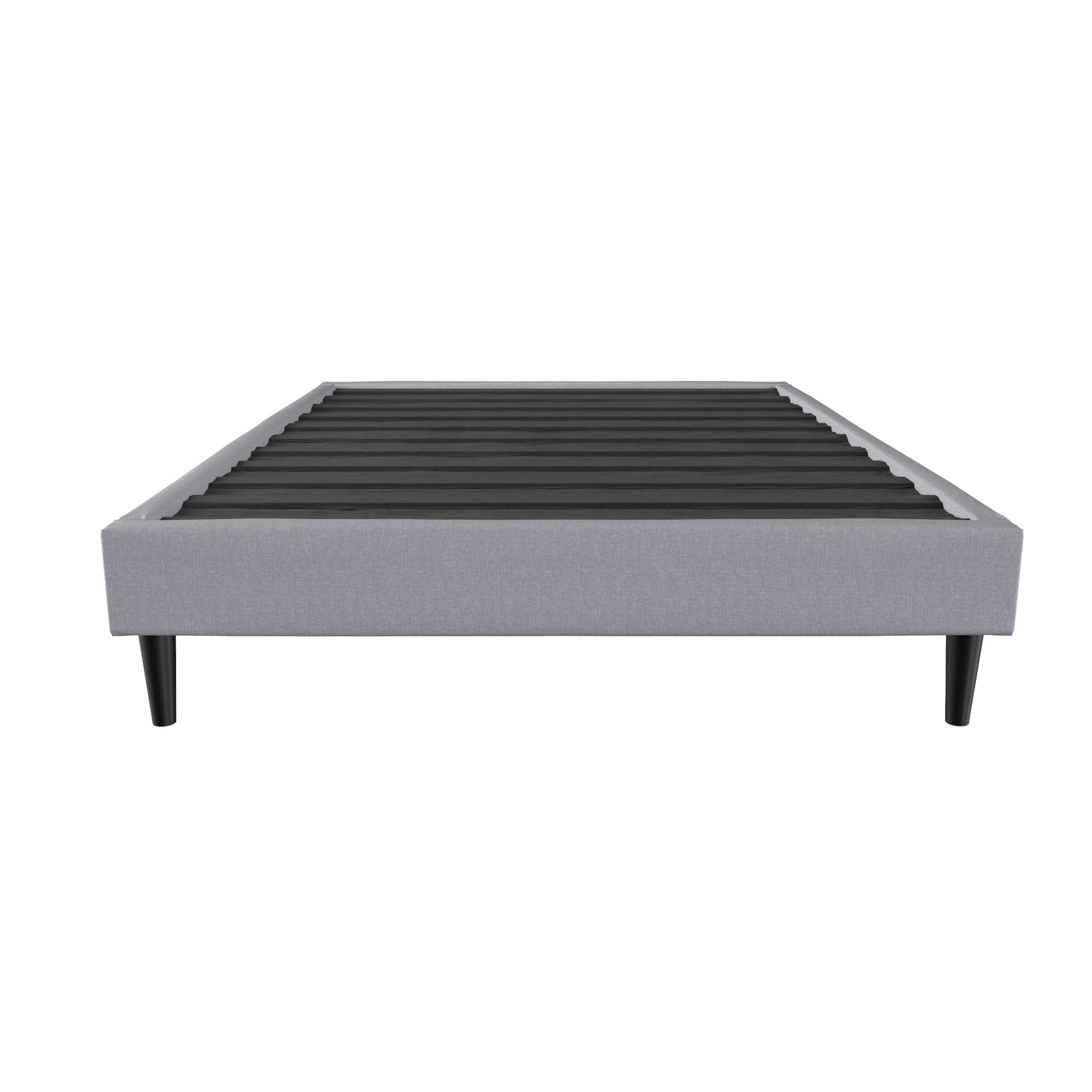 Twin Contemporary Grey Upholstered Platform Bed