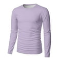 thumbnail image 6 of Dresfit Big and Tall Shirts Men Long Sleeve Thermal Tops Fall Plain Solid Color Crew Neck Muscle Shirt 2025 Slim Fit Knit Loose Fit Pullover Tops Light Purple 4XL, 6 of 7