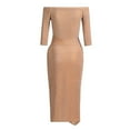 thumbnail image 4 of IDALL Wedding Guest Dresses,Prom Dresses Women's Bag Hip Slit One-neck Dress Shiny Dress Dinner Dress Maxi Dresses,Formal Dresses,Graduation Dress Rose Gold Dress 2XL, 4 of 5