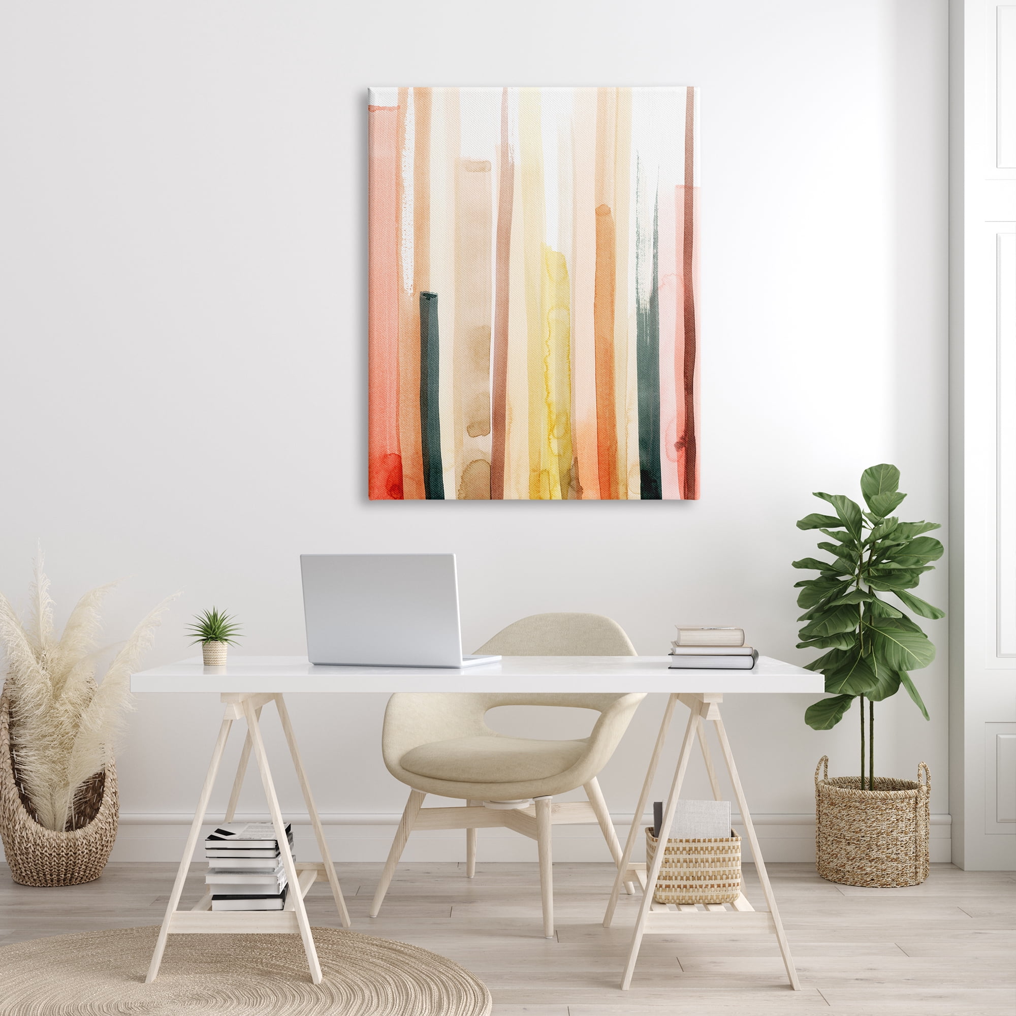 Stupell Indtries Abstract Watercolor Stripe Pattern Warm Red Brown Tones,36 x 48,Design by Grace Popp