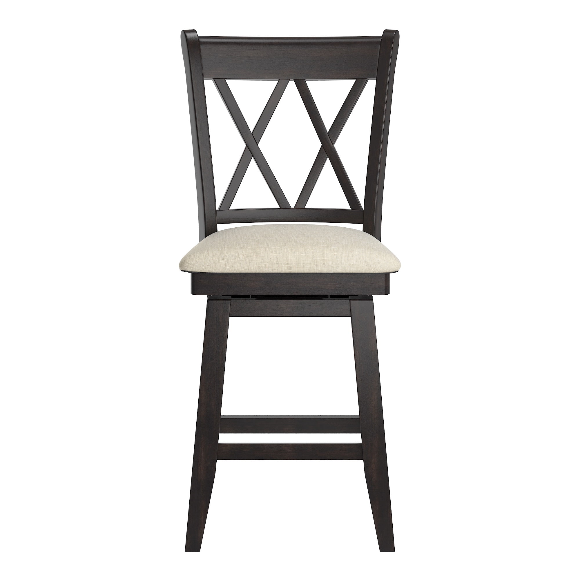 Weston Home Sheena Farmhouse Square Swivel X-Back 24" Counter Height Stool, Antique Black