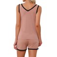 thumbnail image 3 of INSPIRE CHIC Women's Pajama Set with Breast Pads Tank Top & Shorts Set 2 Pcs Loose Fit Soft Sleepwear Lounge Set S Brick Red, 3 of 6