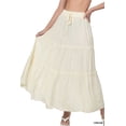 thumbnail image 1 of Zenana Women & Plus Boho Elastic Drawstring Waist Tiered Ruffle A-Line Woven Maxi Skirt, 1 of 4