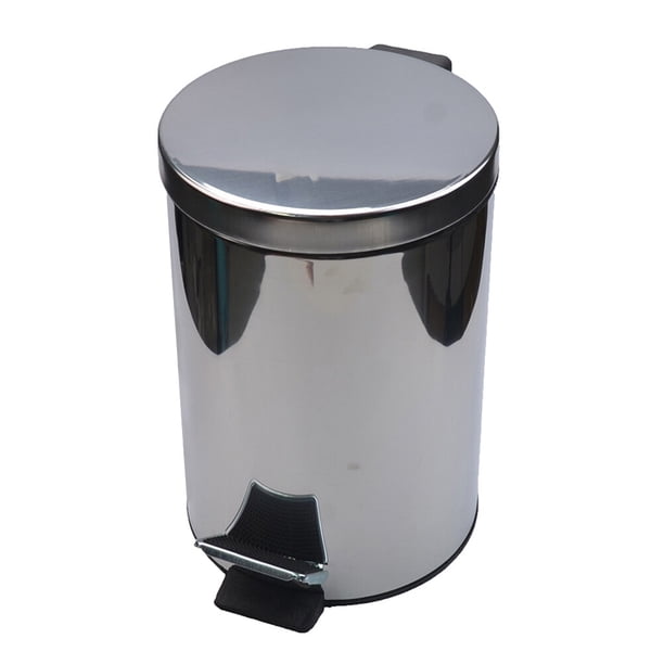 BESTYASH 1Ud Papelera Con Pedal De Metal Plateada Para Hogar Con Gran Capacidad Y Silencioso Que Olores