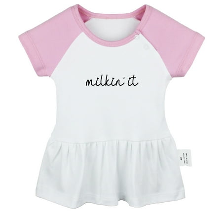 

iDzn Milkin It Funny Dresses For Baby Newborn Babies Skirts Infant Princess Dress 0-24M Kids Graphic Clothes (Pink Raglan Dresses 12-18 Months)