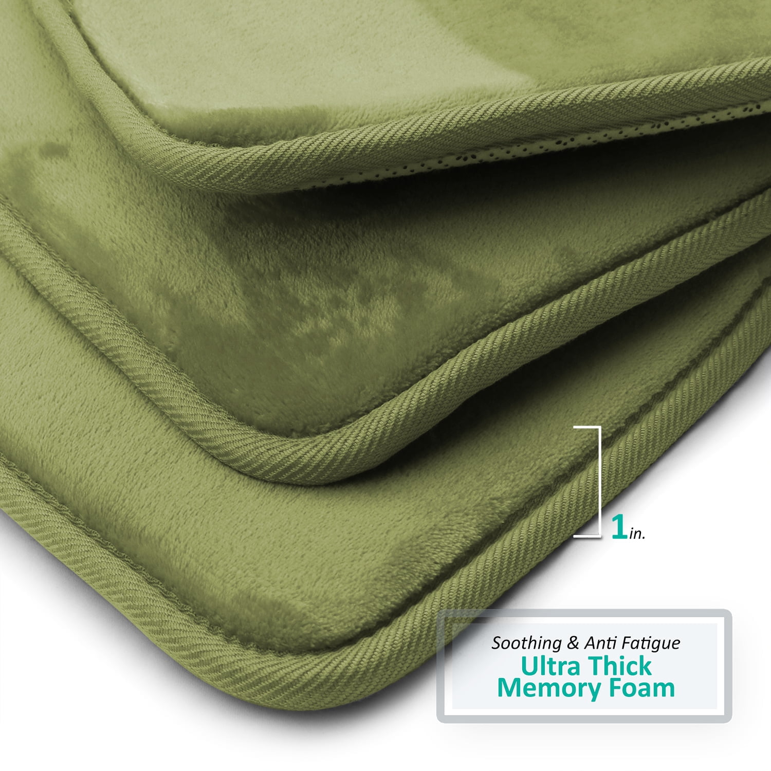 Clara Clark Premium Bath Rug, 2 Piece, Memory Foam Sage Green, 17 x 24 in/20 x 32 in