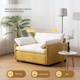 thumbnail image 6 of Oversized Single Sofa Chair, Chenille Accent Chair with Color Blocking, Wide and Deep Seat, Modern Upholstered Comfy Armchair with Pillows for Living Room, Apartment and Bedroom (Cream,Yellow), 6 of 9