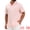 Pink, variant on DARING DIVA Men's Solid Color Stand Collar Short Sleeve Henley Shirts L White