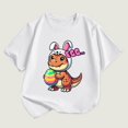 thumbnail image 2 of YABCSAZ Baby Boys Girls Easter Tops for Short Sleeve Dinosaurs & Eggs Tops Summer Casual Crewneck Tee Shirt Kids Loose Tops Soft Comfy Shirts Toddler Outfits Size 7 T, 2 of 3