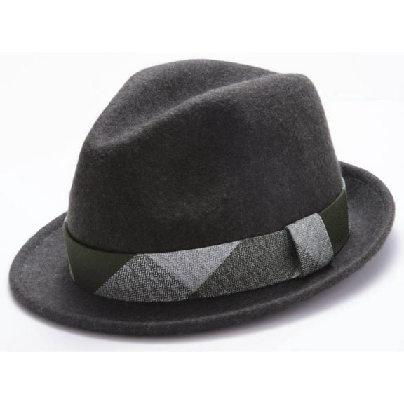 Montique Men's Hunter Fedora Stingy Brim Felt Hat H1634