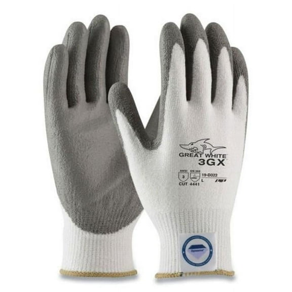 Great White 3GX Seamless Knit Dyneema Diamond Blended Gloves, Small - White & Gray